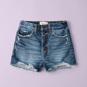 A&F Vintage Stretch Denim High Rise Mom Shorts